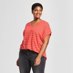 Women's Plus Size V-Neck Cap Short Sleeve T-Shirt - Ava & Viv™