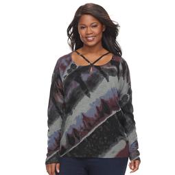 Plus Size Rock & Republic® Strappy Tie Dye Sweater