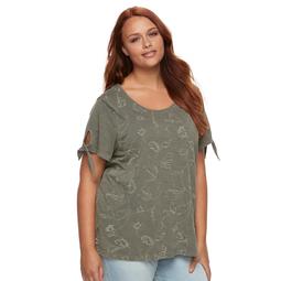 Plus Size SONOMA Goods for Life™ Embroidered Tie-Sleeve Tee