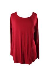 Jm Collection Plus Size Red Scoop-Neck Swing Top 2X
