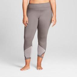 Women's Plus Comfort 7/8 Shine Pieced Mid-Rise Leggings - JoyLab™ Gray