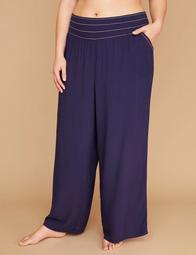 Smocked Waistband Woven Cover-Up Pant