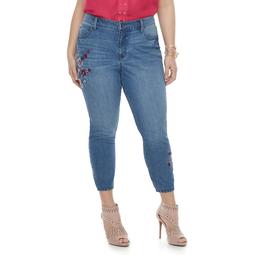 Plus Size Jennifer Lopez Embroidered Skinny Ankle Jeans