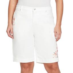 Plus Size Gloria Vanderbilt Amanda Embroidered Bermuda Shorts