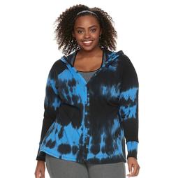 Plus Size Balance Collection Tie-Dye Zip Front Hoodie