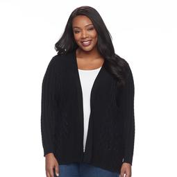 Plus Size Croft & Barrow® Cable Knit Cardigan Sweater