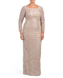 Plus Beaded Lace Gown