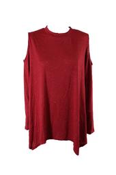 Style & Co. Plus Size Red Cold-Shoulder Sparkle Top 0X