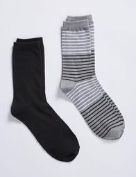 Super Soft Striped & Solid Crew Socks 2-Pack