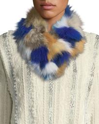 Multicolor Fox Fur Clip Scarf