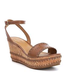 Jack Rogers Lennon Whipstitch Detail Ankle Strap Wedge Sandals