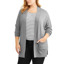Junior Plus Long Sleeve Open Cardigan with Pockets