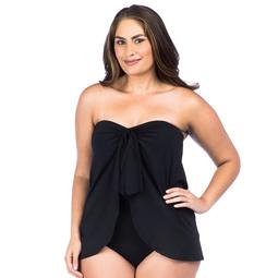 Plus Size Chaps Solid Draped One-Piece Swimsuit