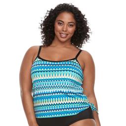 Plus Size Apt. 9® Printed Faux-Tankini One-Piece Swimsuit