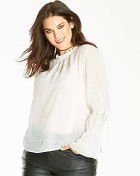 High Neck Fluted Sleeve Blouse