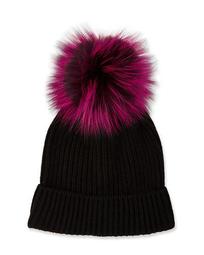 Cashmere Fur-Pompom Hat