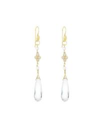 18k Long Lacey Diamond, Pearl & White Topaz Charms for Earrings