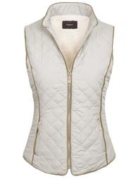 KOGMO Womens Quilted Fully Lined Lightweight Zip Up Vest with Fur Lining