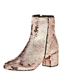 Flippy Sequined Ankle Booties, Gold