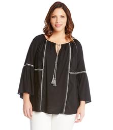 Plus Size Embroidered Peasant Top