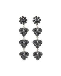 Black Silver 4-Drop Earrings with Black Spinel
