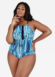 Lace Up Printed One Piece