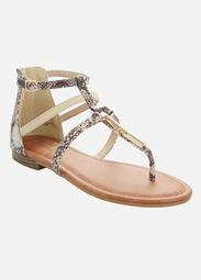 Gold Center Strappy Sandal - Wide Width