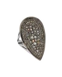 Pear-Shape Gray & Champagne Diamond Cocktail Ring, Size 7