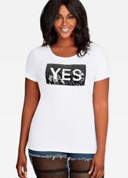 Sequin Yes/No Short Sleeve T-Shirt