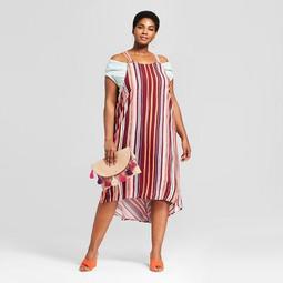 Women's Plus Size Striped High-Low Tie Back Sundress - Ava & Viv™ Pink