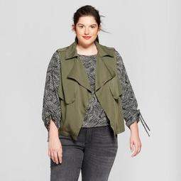 Women's Plus Size Cropped Cargo Vest - Ava & Viv™ Olive