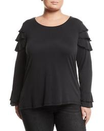 Ruffle-Tiered Shoulder Top, Plus Size