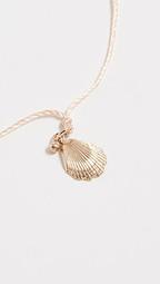 14k Gold Striped Shell & Bead Silk Bracelet