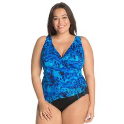 Plus Size Great Lengths Tummy Slimmer Ruffle One-Piece Swimsuit