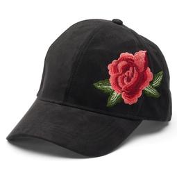 Women's Faux Suede Embroidered Rose Baseball Cap