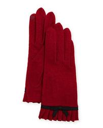Wool Bow Ruffle Tech Gloves