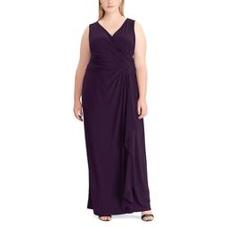 Plus Size Chaps Ruffled Evening Gown