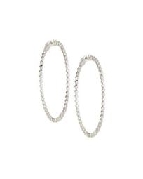 14k White Gold Thin Diamond Hoop Earrings, 2.75tcw