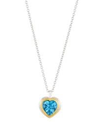 Romance Swiss Blue Topaz Heart Pendant Necklace