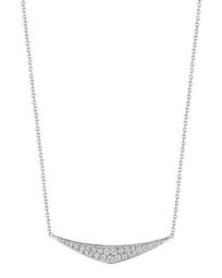 18k White Gold Pave Diamond Curved Pendant Necklace