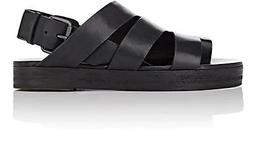 Asymmetric Leather Slingback Sandals