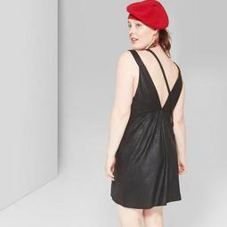 Women's Plus Size Sleeveless Faux Leather Mini Dress - Wild Fable™ Black