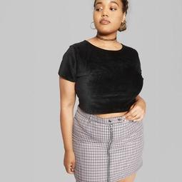 Women's Plus Size Plaid Mini Skirt with Zippers - Wild Fable™ Violet