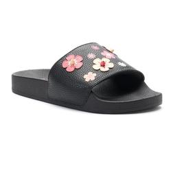 Floral Print \u0026 Applique Slide Sandals 