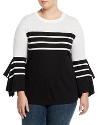 Colorblocked Handkerchief-Sleeve Sweater, Plus Size