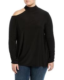 Mock-Neck Cutout-Shoulder Sweater, Plus Size