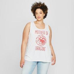Women's Game of Thrones Plus Size Mother of Dragons Graphic Tank Top (Juniors') White