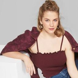 Women's Plus Size Smocked Cropped Cami - Wild Fable™ Red