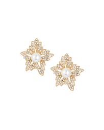 Crystal & Pearly Flower Stud Earring