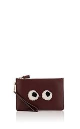 Shearling-Eyes Leather Pouch